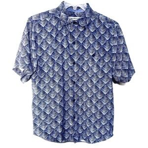 Tommy Bahama 100% Silk Shirt Mens Small Blue Button Down Collar Camp Cruise Vaca